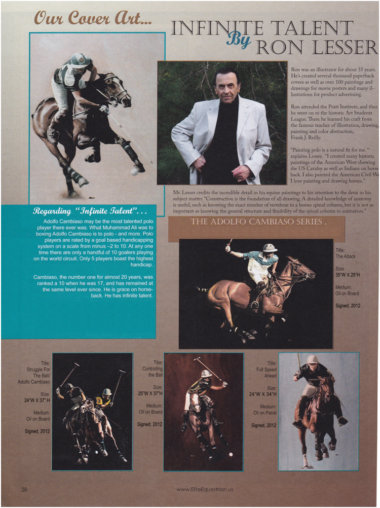Elite Equestrian Magazine story on Ron Lesser - April 2013