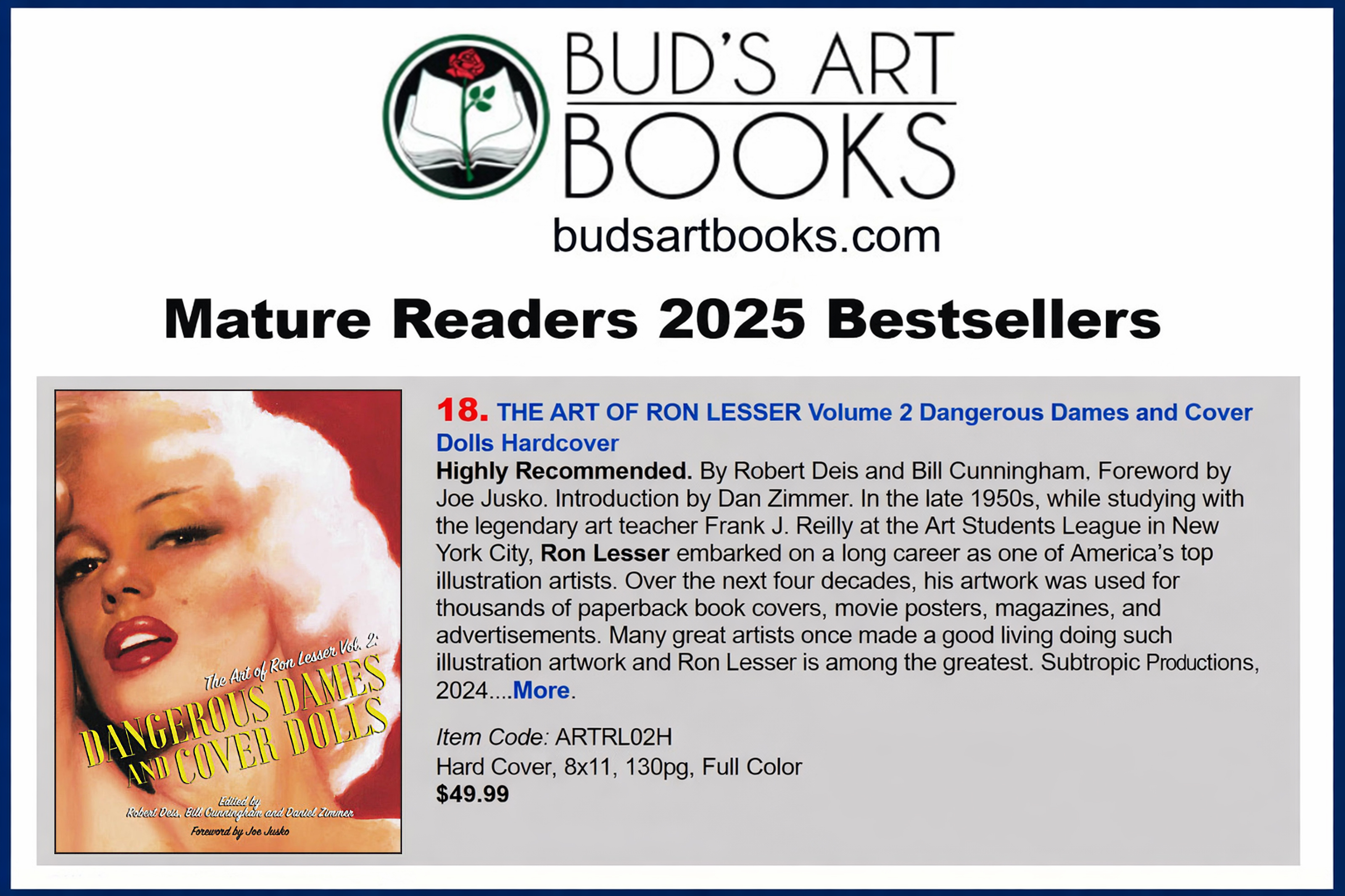 Ron Lesser Vol. 2 on Bud's Mature Readers Bestseller List
