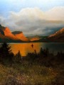 Sunrise Over St Mary Lake Reveal  Mountain Peaks Of Glacier National Park 